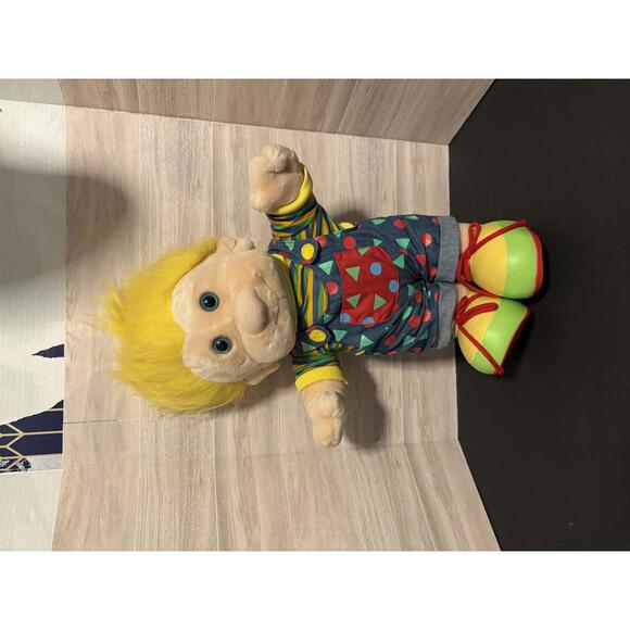 Vintage Jumbo Troll Plush Boy With Overalls Blue Eyes Yellow Hair JSI Brand NEW - Picture 8 of 9